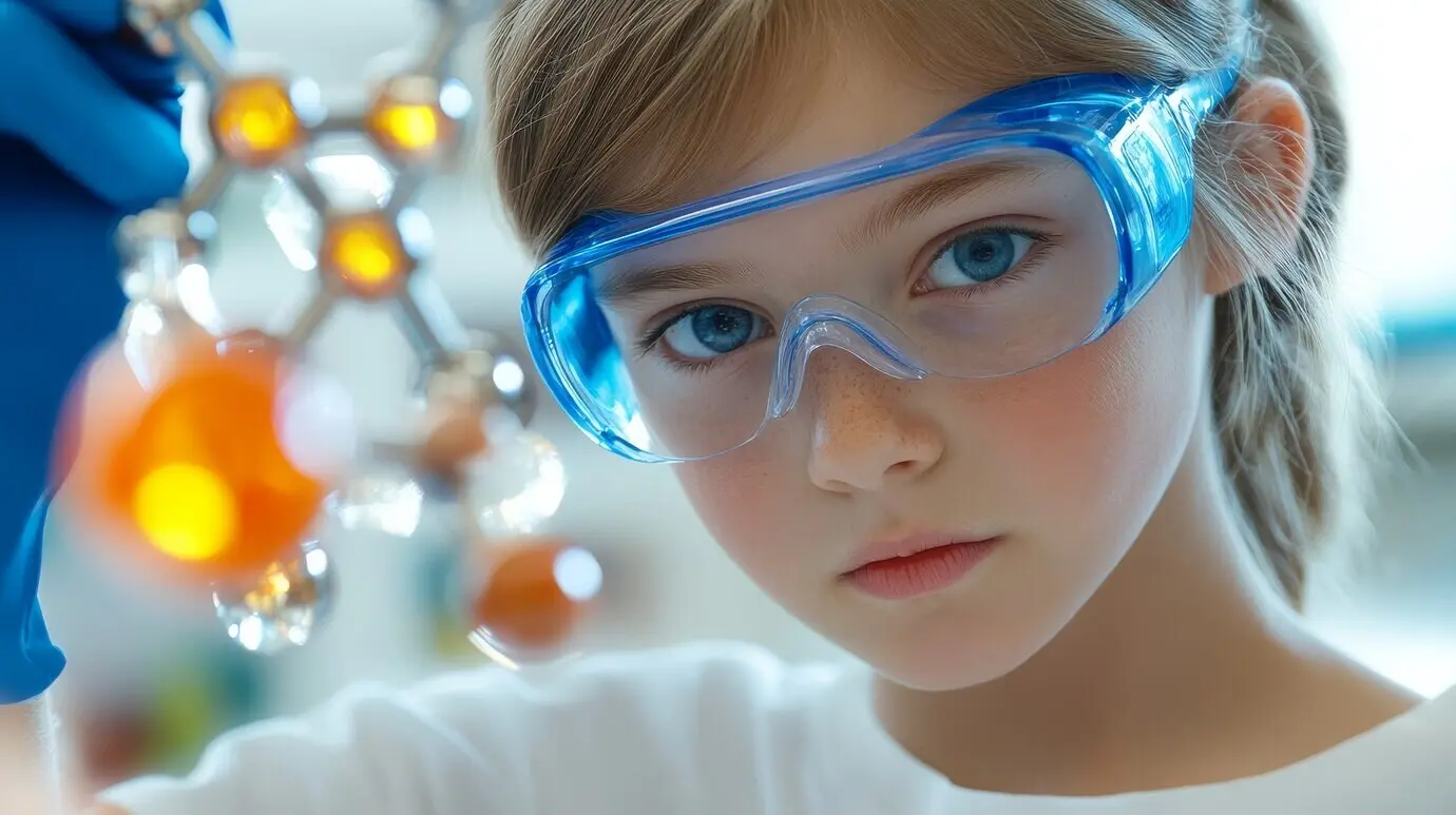 Вид на детей, обучающихся в лаборатории в День науки.